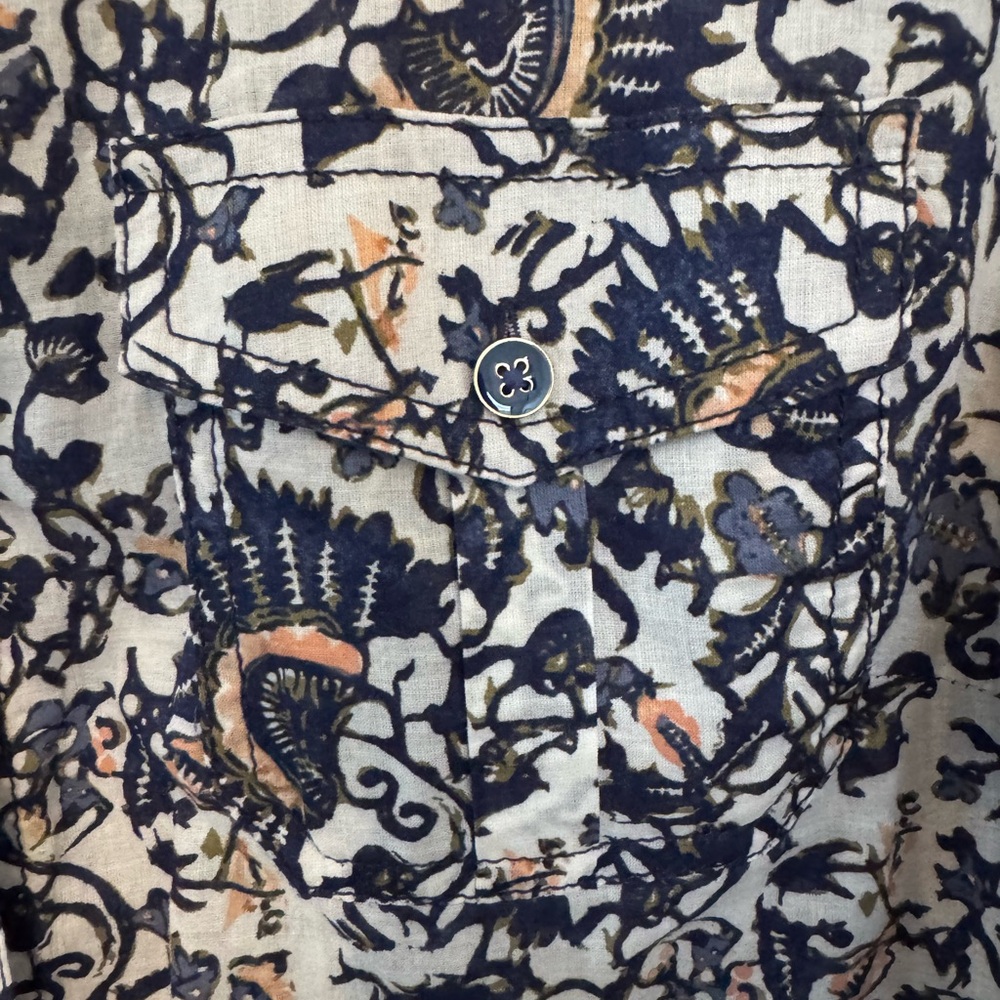 Tory Burch Blue Bridgette Printed Button Down Shirt - Picture 6 of 9